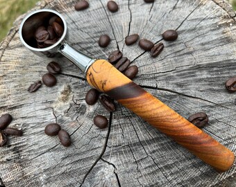 Coffee scoop made with handmade woodturned real canarywood wood handle.