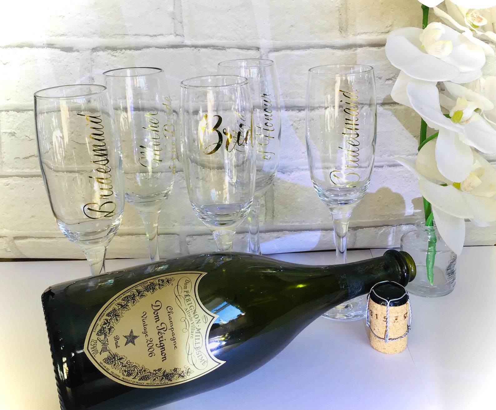 Champagne glass decal personalised glass decal name sticker Etsy