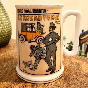 Vintage Beer Stein Mug Royal Brighton Theatre Poster Sergeant Brue Barware Serving Bar Decor Snack Bar Ideas image 1