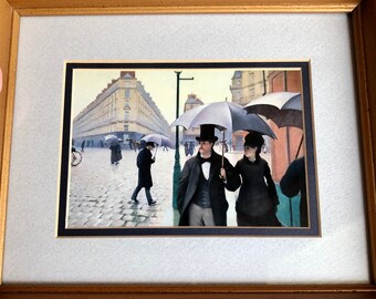 Oprawiona grafika Gustave'a Caillebotte'a: Paris Street Rainy Day, złota rama