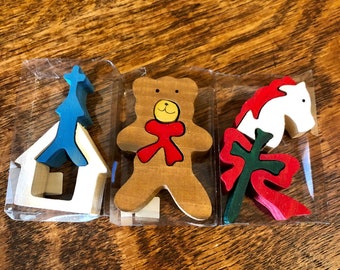 Rare Department 56 Small Wood Jigsaw Puzzles Stocking Stuffers Holiday Decor Dept 56