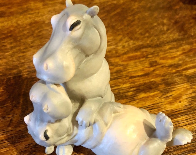 Kissing Hippos Figurine Castagna Italy Lovers Series Retired 1988