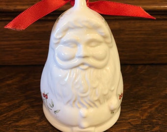 Pfaltzgraff Winterberry Ornament Santa Claus Vintage 1990's Christmas Ceramic Holiday Decor Hanging Decoration