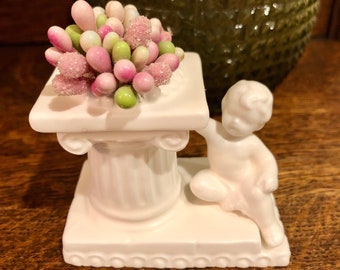Vintage Napco Cherub Candlestick: 1962 Ceramic Putti Candle Holder