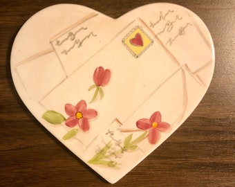 Vintage Valentine Heart Candle Plate: Bath and Body Works 1999 Tile