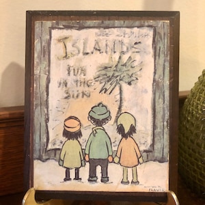 Flavia Weedn Wood Plaque Hanging Wall Art Mid Century Children&#39;s Illustration Vintage 1960&#39;s Funny Kids Home Decor