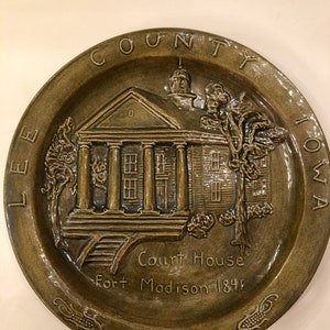 Lee County Iowa Court House Plate RARE Greentree Pottery 1972 Collectible First Edition Country Farmhouse Vintage 1970's Rustic image 1