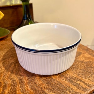 Dansk Bistro Christianshavn 6&quot; Souffle Baking Dish White with Blue Vintage Kitchen Contemporary Denmark Danish