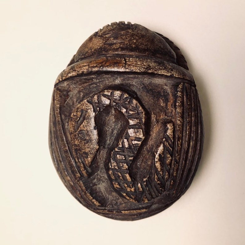 Carved Egyptian Scarab Seal Paperweight Hieroglyphics Souvenir | Etsy