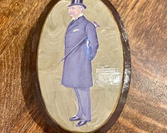 Vintage Keepsake Trinket Oval Box Katherine's Collection Wayne Kleski Victorian Gentleman Decoupage