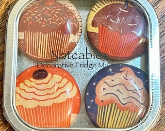 Aimants pour réfrigérateur Cupcakes vintage Paris Bottman, lot de quatre décorations de cuisine pour réfrigérateur NOS