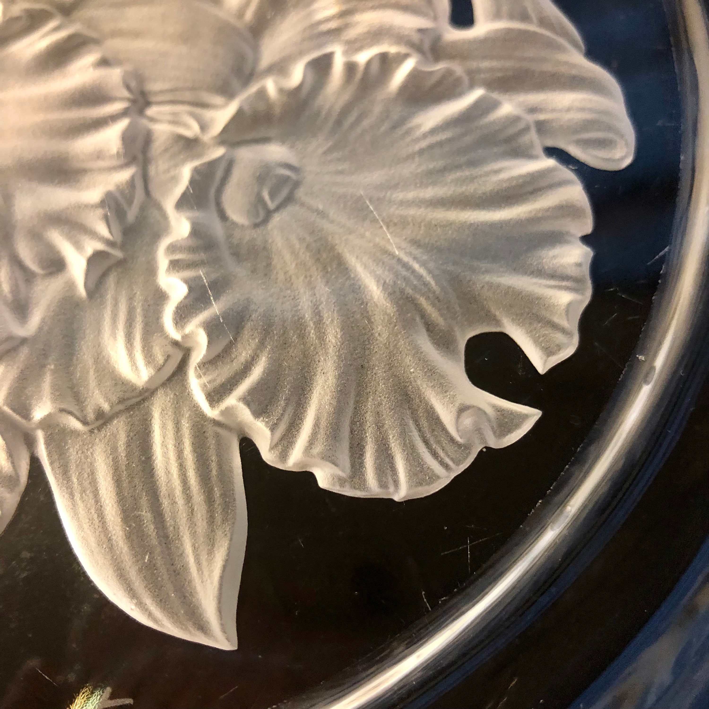 Vintage Hoya Crystal Plate: November Orchids Frosted Art Glass