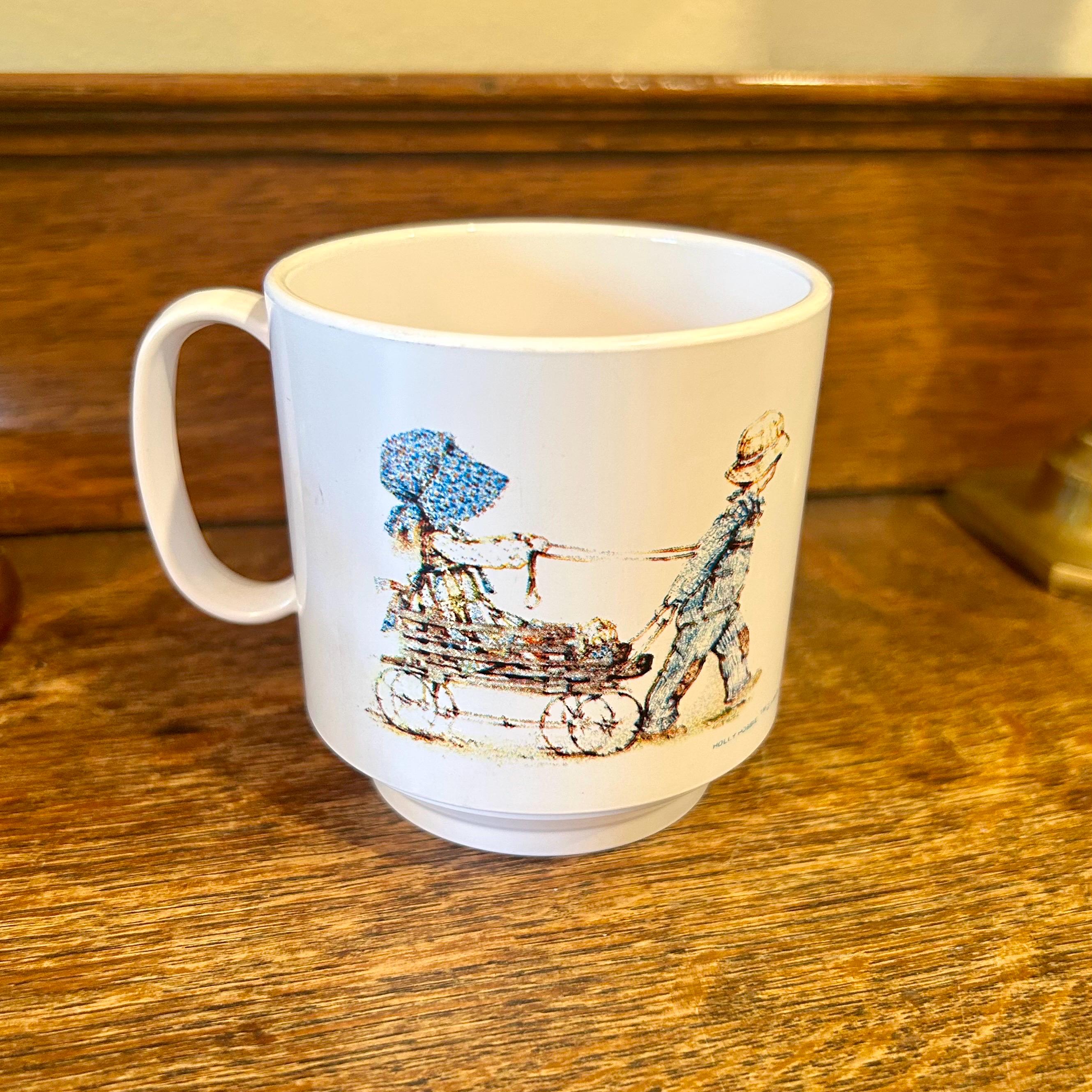 1972 Holly Hobbie Blue Girl and Robby Oneida Ware Melamine Plastic Children's Cup