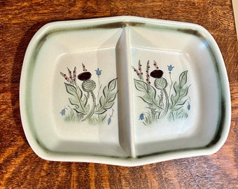 Buchan Pottery Thistleware Divided Baking Dish Scotland Portobello Vintage Scottish Thistle Flower Kitchen Decor Serving Snack Bar Ideas