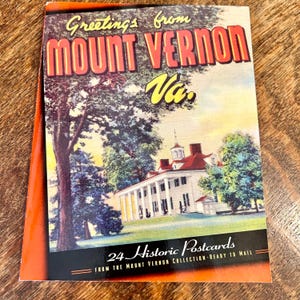 Carte postale livre salutations de Mount Vernon 1993 President George Washington Home vintage des années 1990 éphémères amovibles