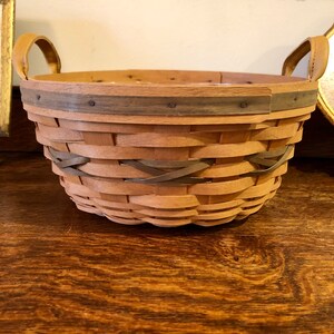 Longaberger Basket: Vintage 1999 Christmas Popcorn Holder plus Plaid Tote bild 5