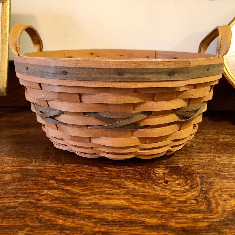 Longaberger Basket: Vintage 1999 Christmas Popcorn Holder plus Plaid Tote bild 5