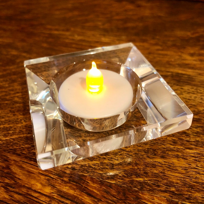 Vintage Glass Candle Holder Oleg Cassini Crystal Votive Clear Etsy