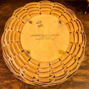 Longaberger Basket: Vintage 1999 Christmas Popcorn Holder plus Plaid Tote bild 7
