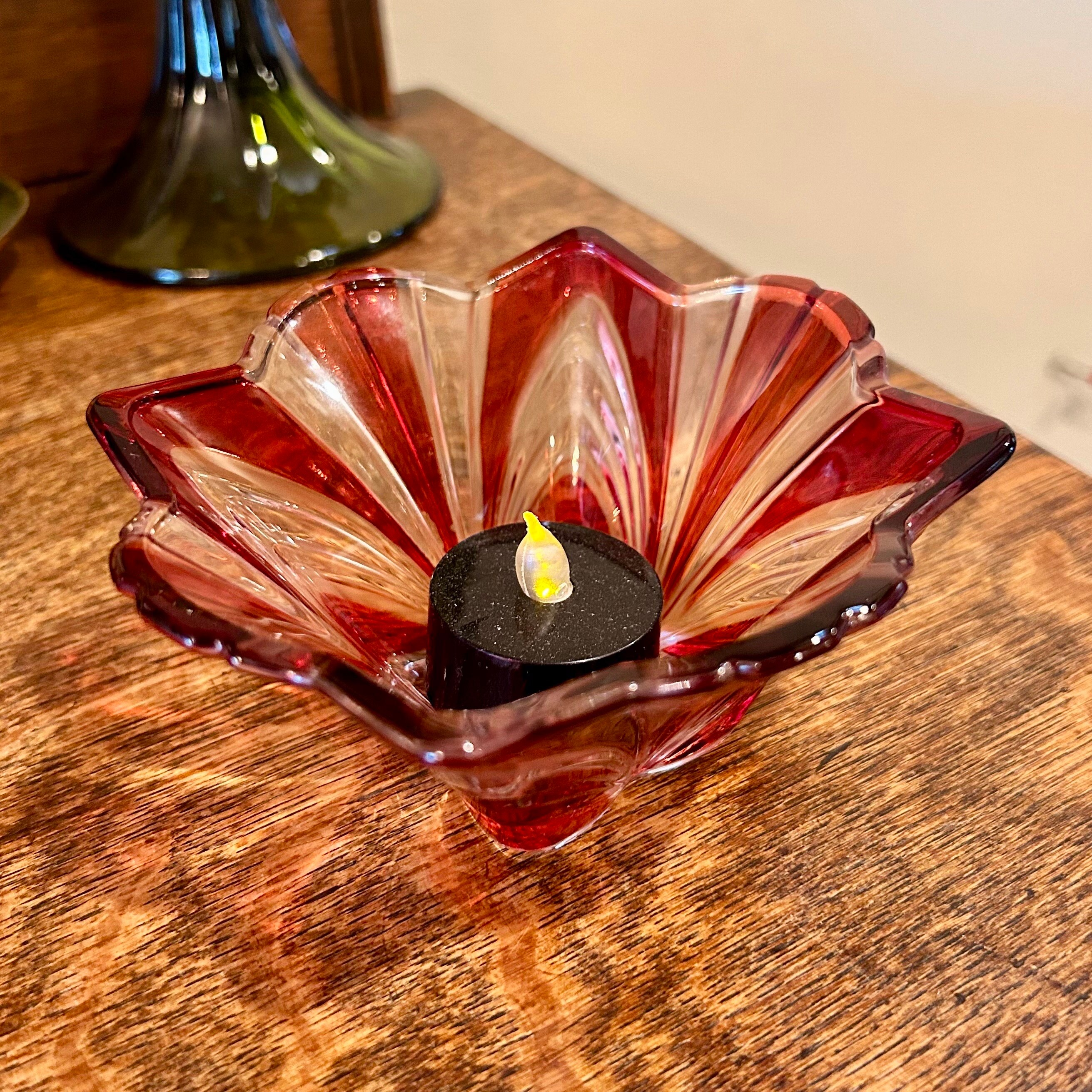 Pressed Glass Square Bowl SOGA Japan Clear and Red Table Decor - Etsy