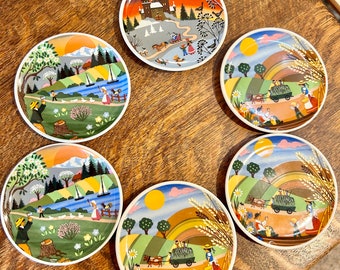 Your Choice Mini Plates Germany Seasons Series Barbara Furstenhofer Decorative Small Dish Folk Art