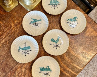 Ensemble de service Mid-Century sous-bocks girouette en porcelaine Lenox vintage pour hôtesse