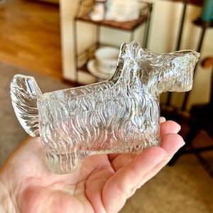 Vintage LE Smith Scottie Dog Creamer or Pipe Rest Candy Dish Vintage 1930s Clear Dog Art Deco Decor