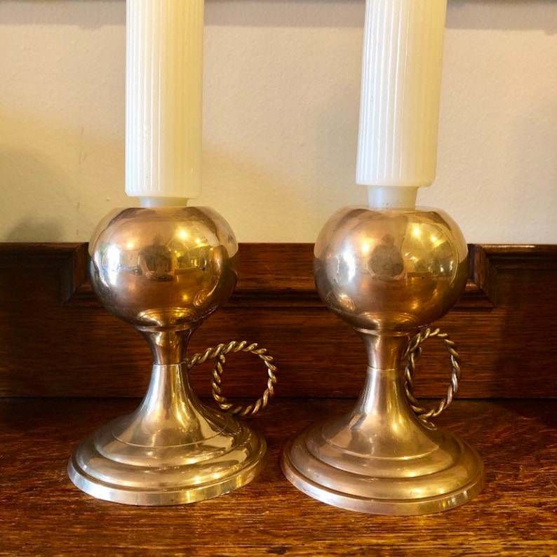 Brass Candle Holders India Ball Candlestick Pedestal Decor Etsy