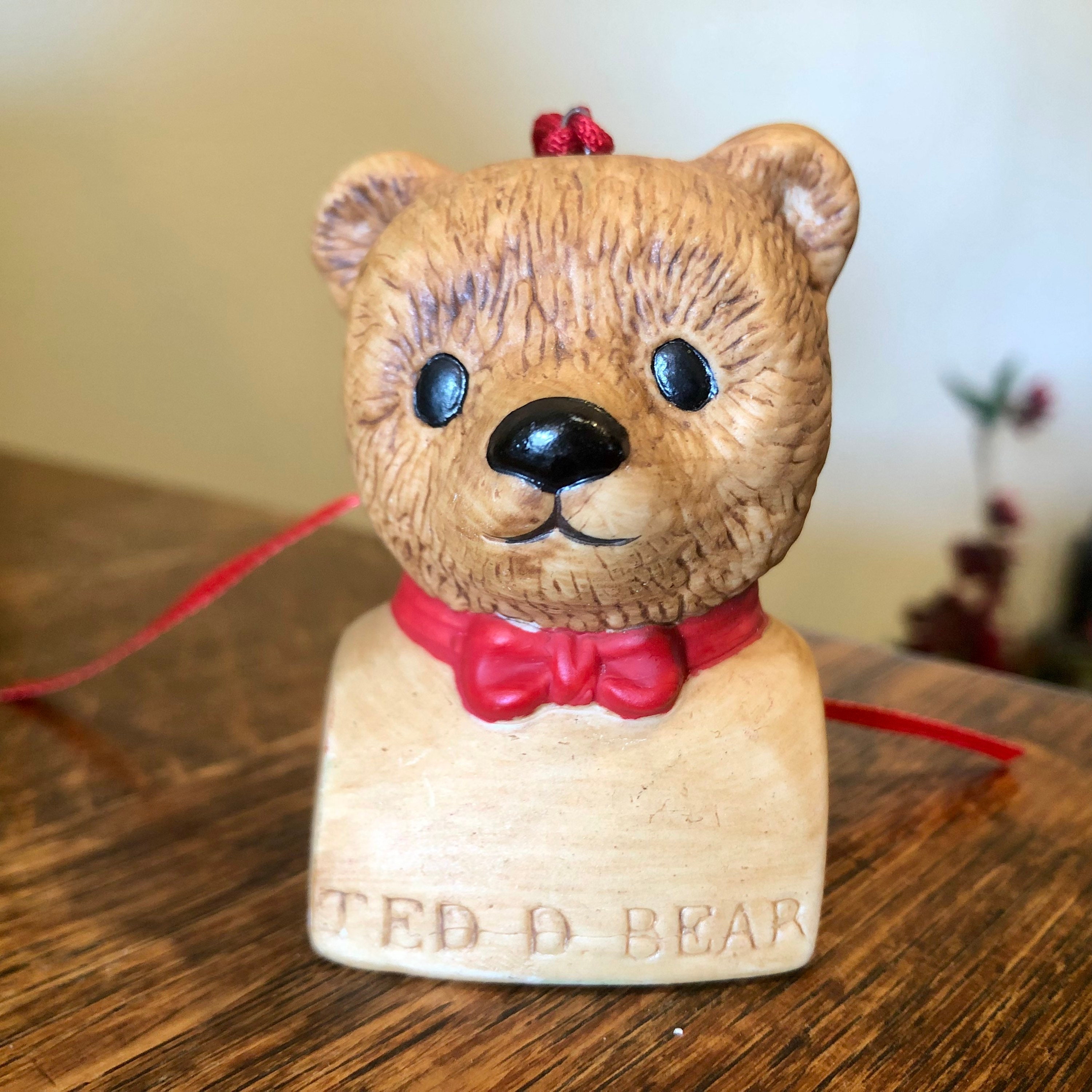 Vintage Department 56 Ted D. Bear Bust Christmas Ornament - Etsy