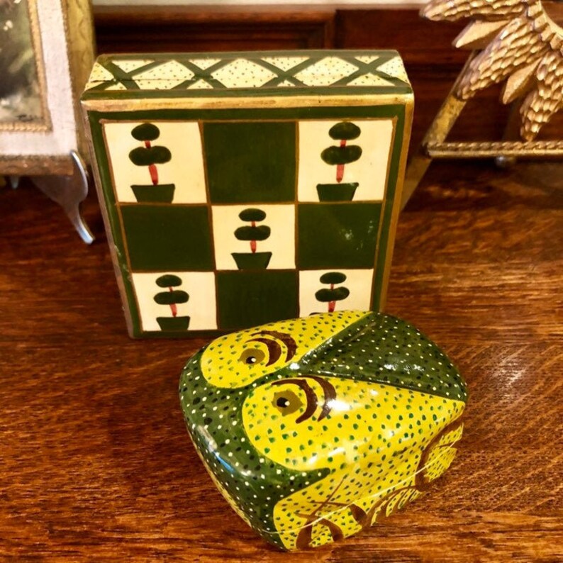 Kashmir India Paper Mache Trinket Boxes Vintage Handmade ...