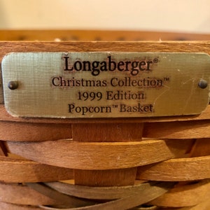 Longaberger Basket: Vintage 1999 Christmas Popcorn Holder plus Plaid Tote bild 4