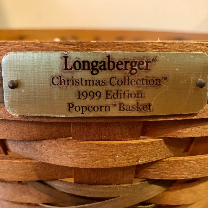 Longaberger Basket: Vintage 1999 Christmas Popcorn Holder plus Plaid Tote bild 4