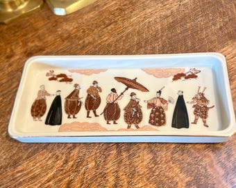 Vintage Andre Richard Soap Tray: Japanese-Style Ceramic 80s Bathroom Vanity Asian Decor Dish