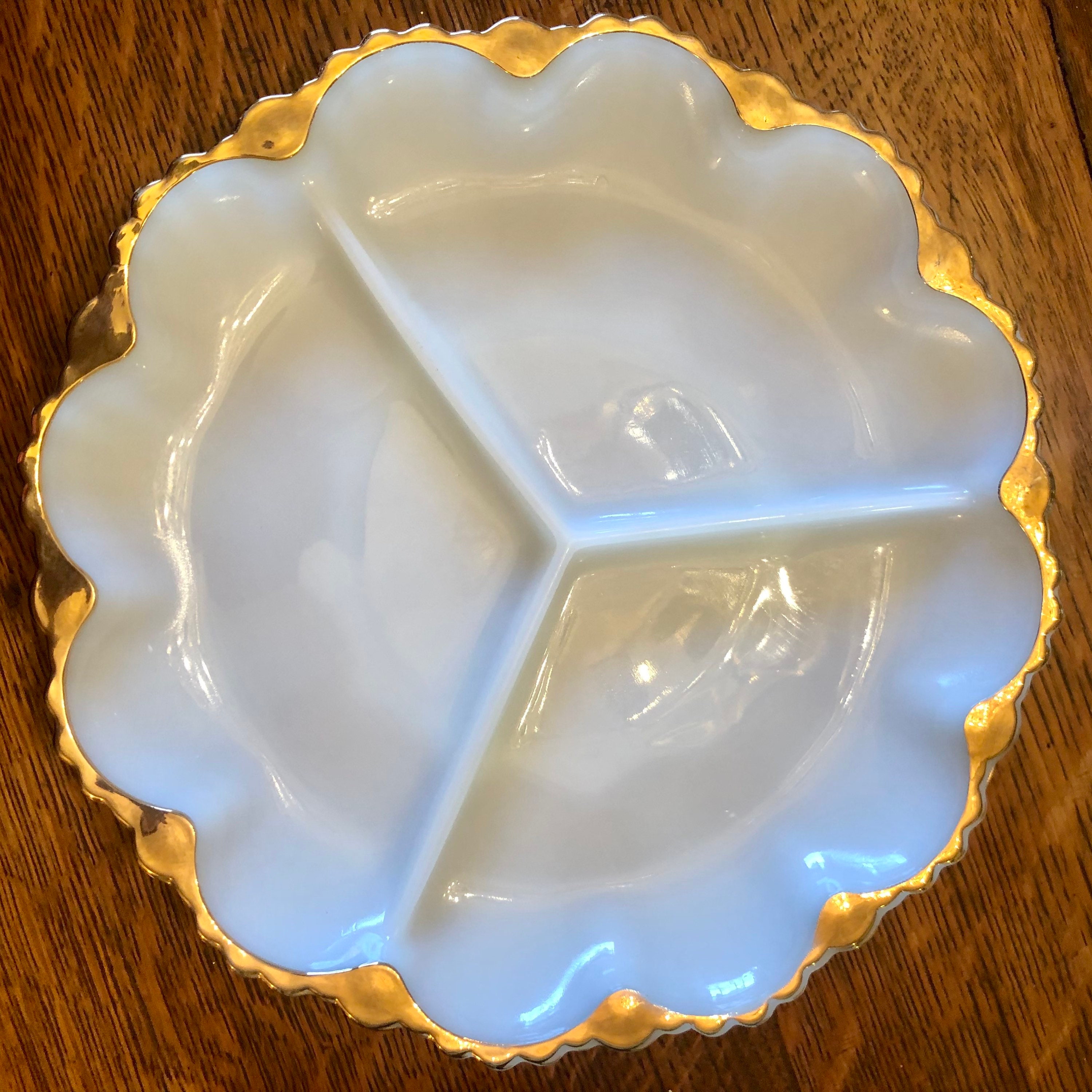 ヴィンテージ ファイヤーキング ミルクガラス レリッシュ