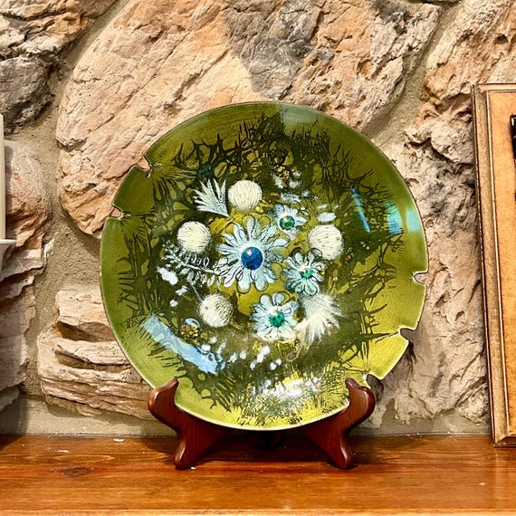 Sascha Brastoff Enamel on Copper Ashtray Artist Signed Vintage Mid