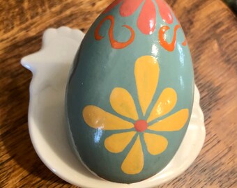 vintage Easter Egg Cup Poule Poule Céramique PLUS Bois Oeuf Peint Décor de Vacances