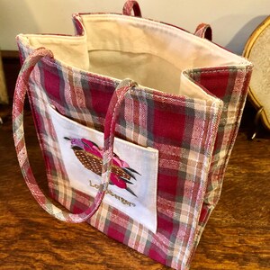 Longaberger Basket: Vintage 1999 Christmas Popcorn Holder plus Plaid Tote bild 10