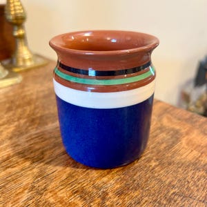 スゥエーデン Nittsjo 17 X 10 NITTSJO SWEDEN Gold Painted Blue Ceramic Vasev 50s