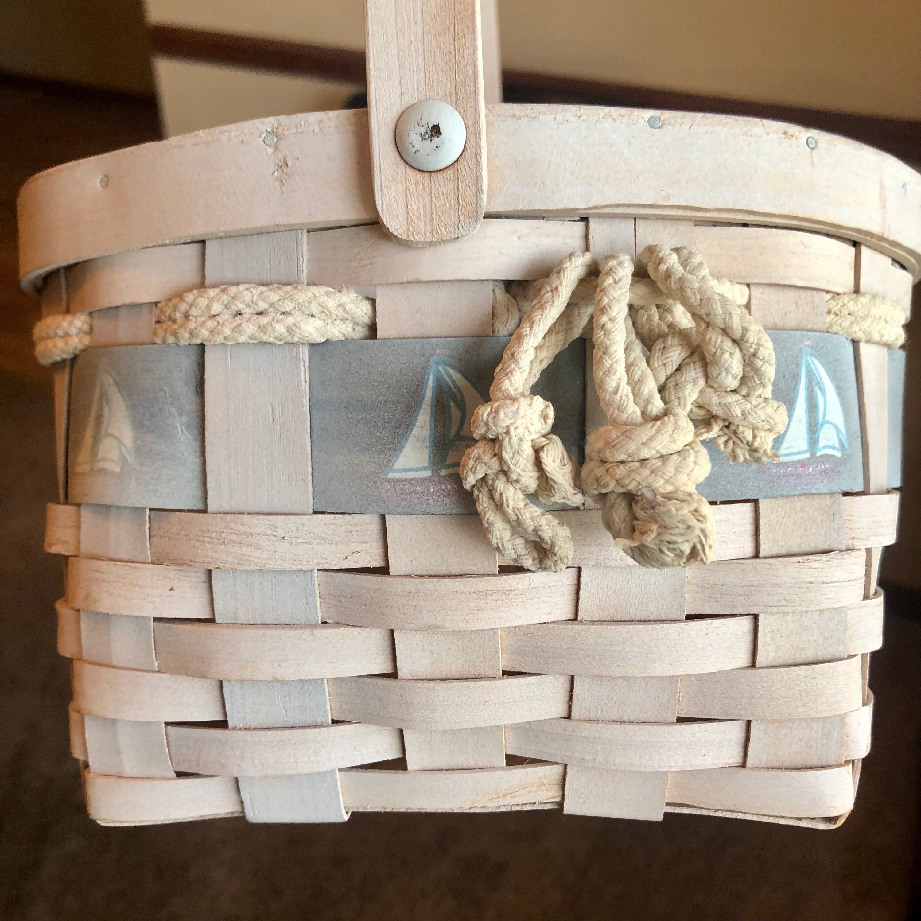 Nautical Baskets with Handles Maritime Sailboats Lighthouses Etsy
