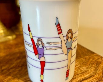 RARE Vintage 80s Aerobics Coffee Cup: Jazzercise Exercise Tea Mug Dining Serving