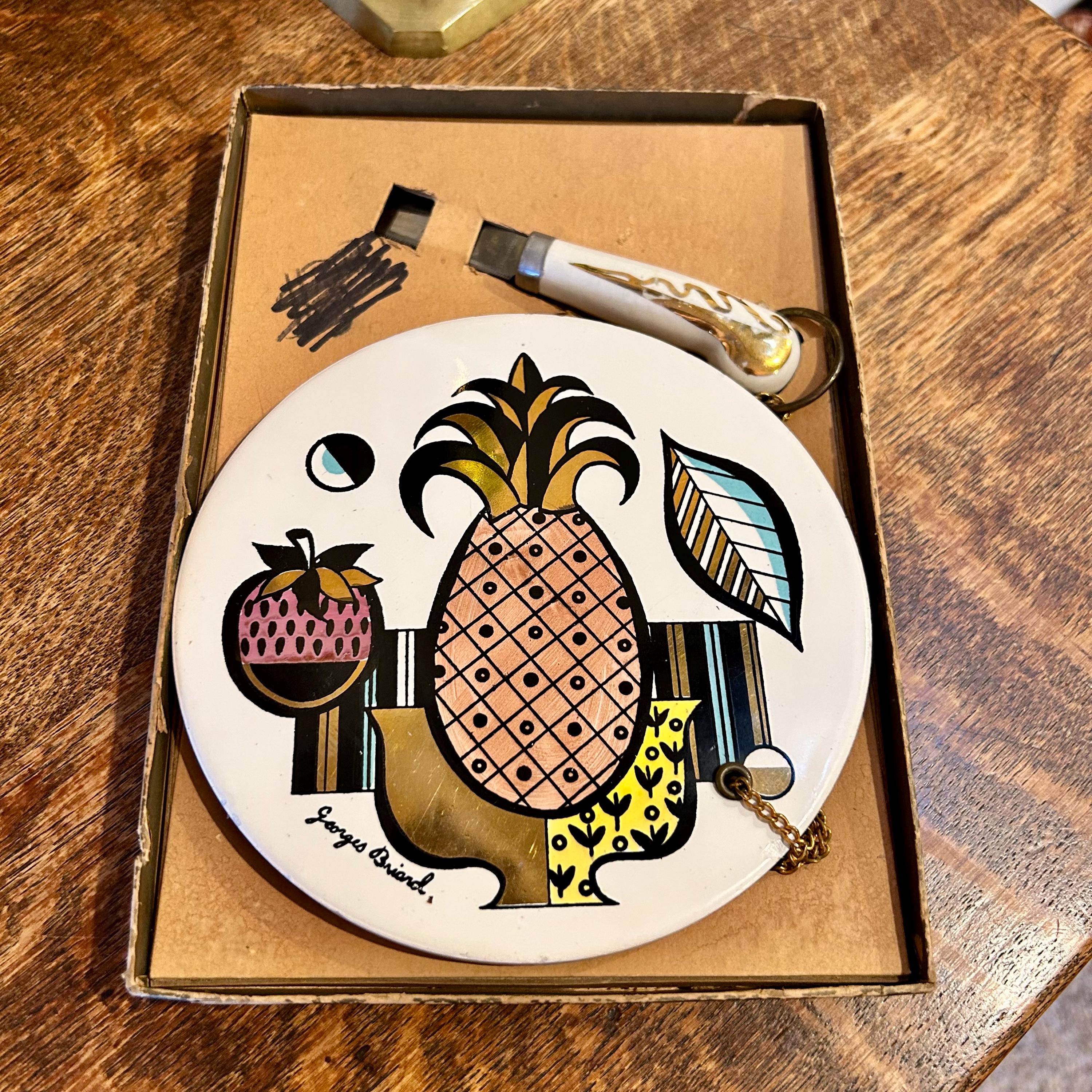 Vintage Georges Briard Ambrosia Pineapple Motif Cheese Board and