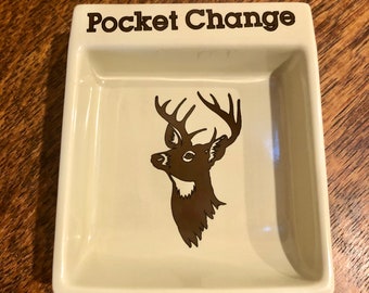 Vintage Coin Dish Tray Pocket Change Potpourri Press Deer Gift Dresser Storage Japan Whitetail Deer Catch All Greensboro NC Snack Bar Ideas