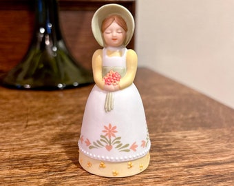 Vintage Avon 1985 Miniature Bell Southern Belle Collectible Ceramic Decor Folk Art Style