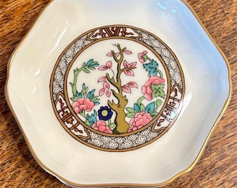 Vintage Coalport Ashtray Indian Tree Pattern Bone China England Multicolor Scalloped
