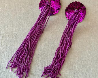 Burlesque Pasties Purple Sequin Nipple Stripper Showgirl: Vintage 1970s Boudoir Costume