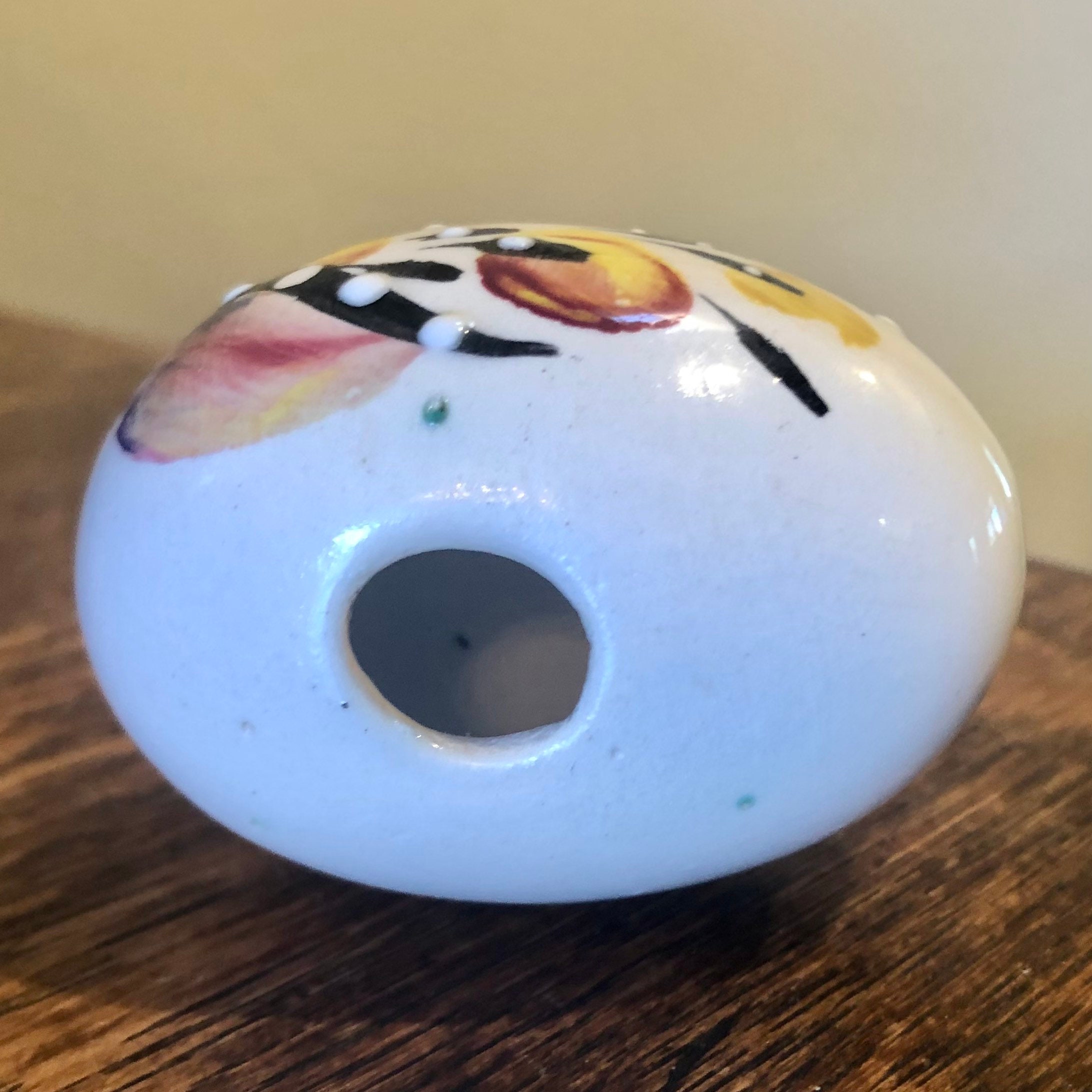 ヴィンテージ オパレックス ミルクガラス ひよこ型エッグカップ 手描き