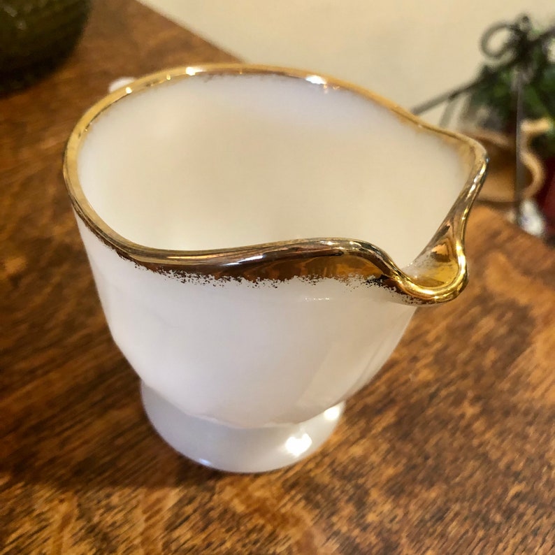 Milk Glass With Gold Trim