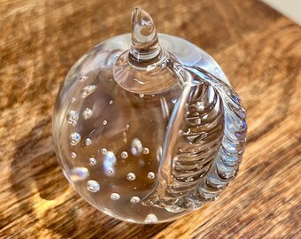 Glass Apple Paperweight: Teacher Gift Vintage Office Desk Decor Back to School
