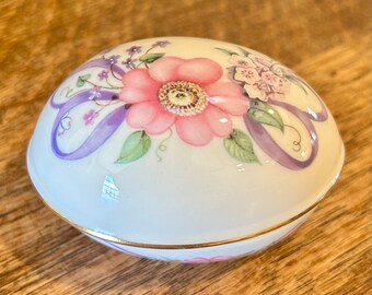 Vintage Lenox Floral Egg Trinket Box: Hand-Painted China Keepsake