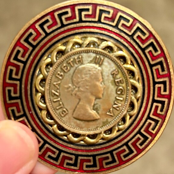 Elizabeth II Regina Coin Brooch Pin South Africa Half… Gem